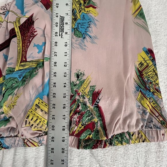 Tiny Womens Sleeveless Printed Tie-Waist Blouse Top Small Pink Multicolor Casual - Picture 6 of 6